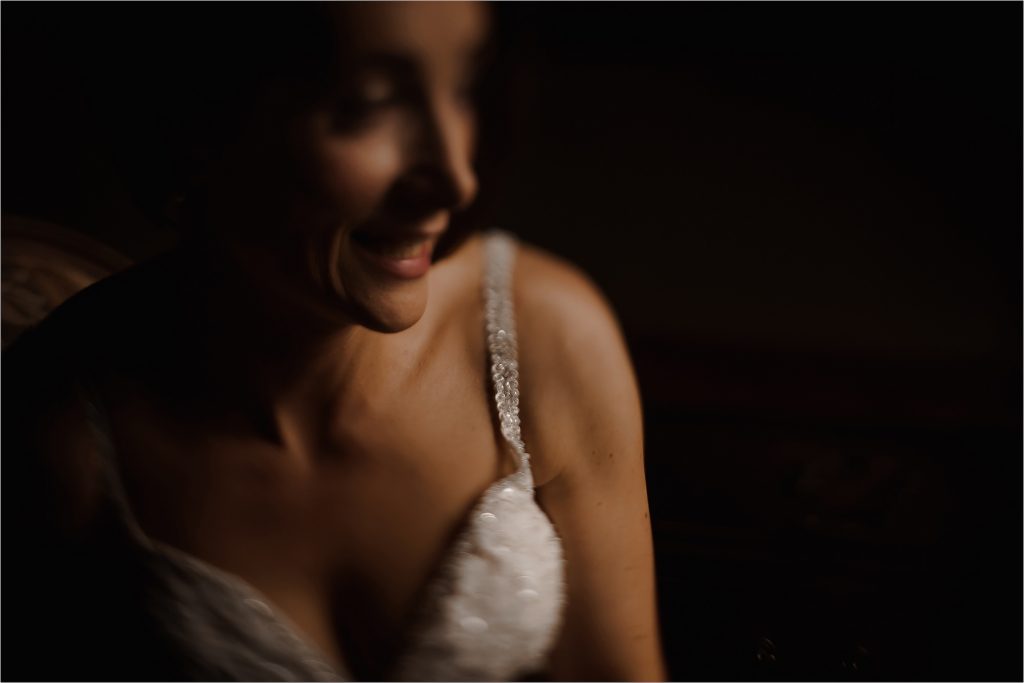 Close up of the Bride shot with tilt shift
