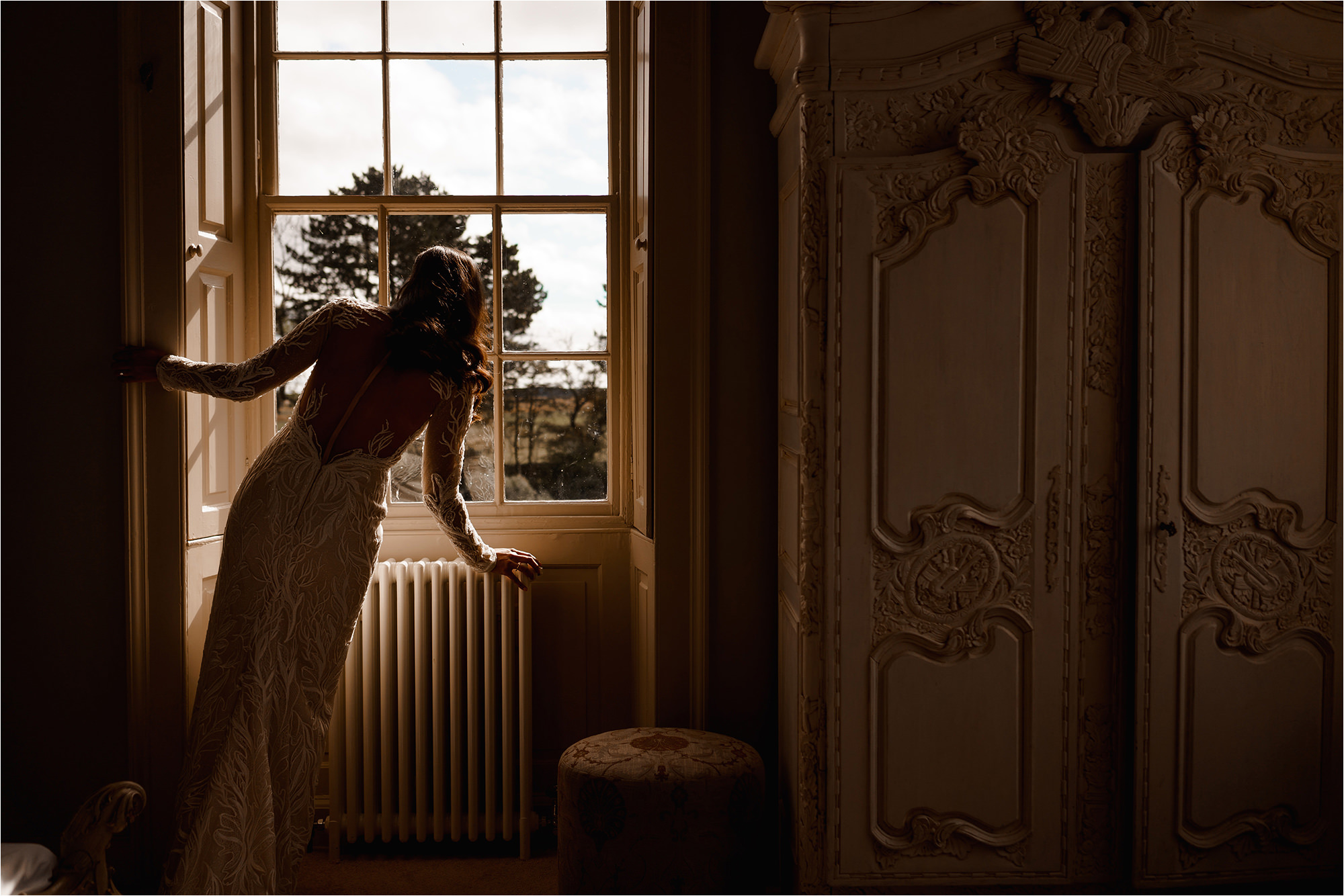 Bride in front of a window
