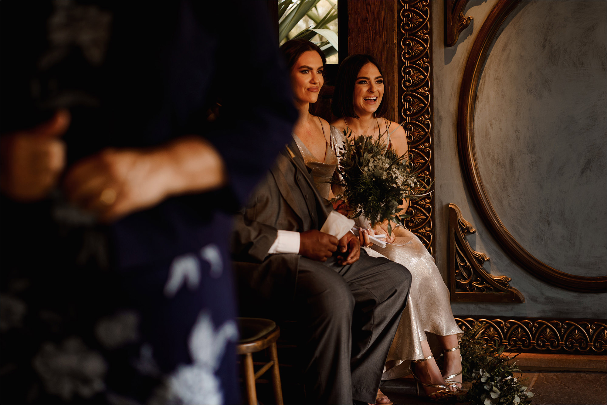 Bridesmaids laughing