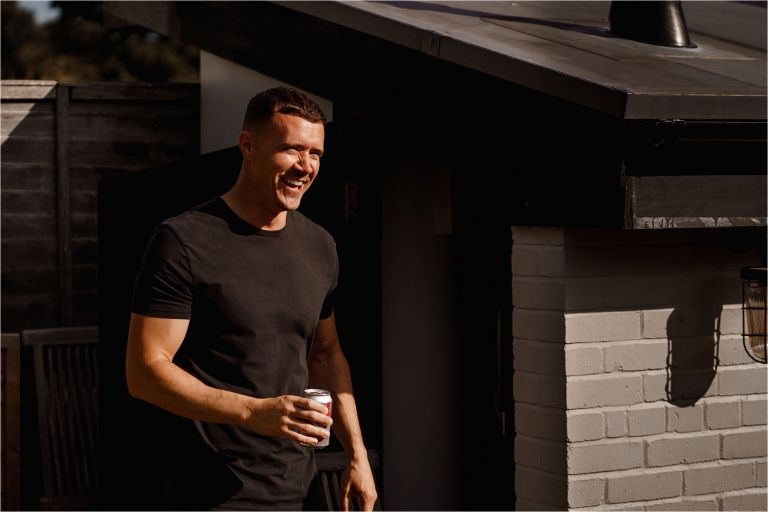 Groom laughing