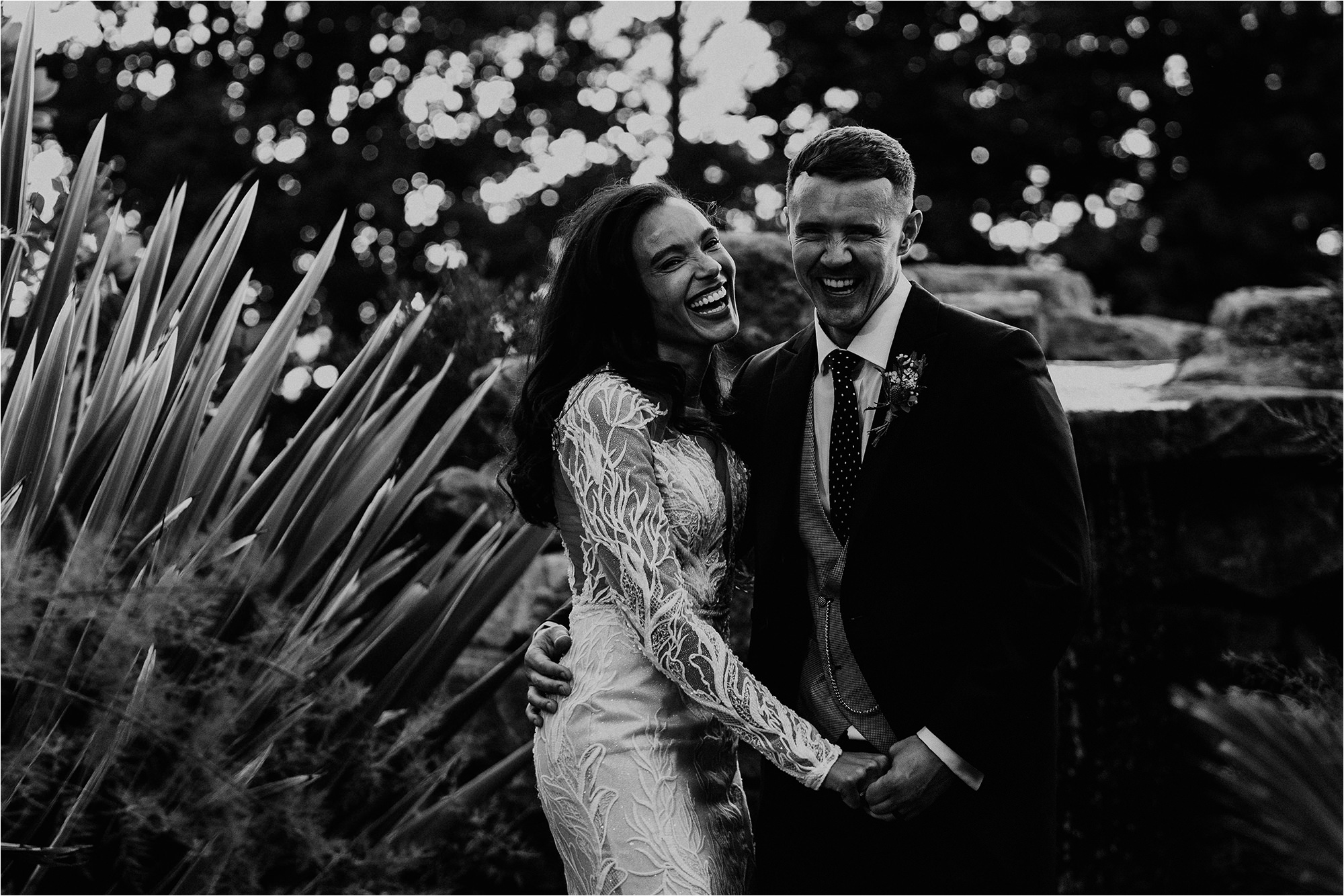 Bride and Groom laughing