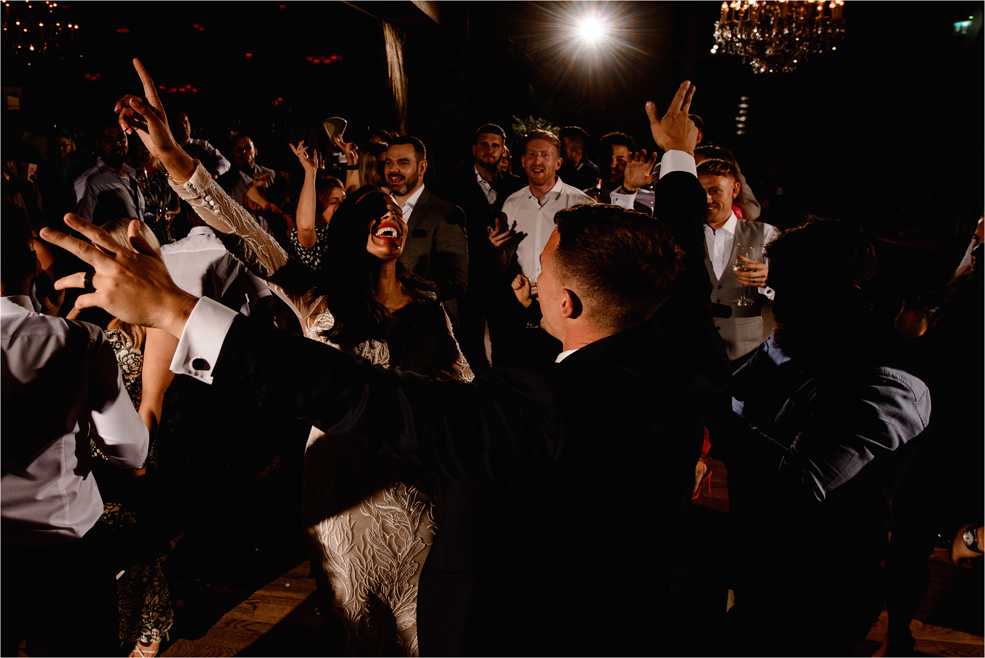 Bride and Groom dancing with their Wedding Guests