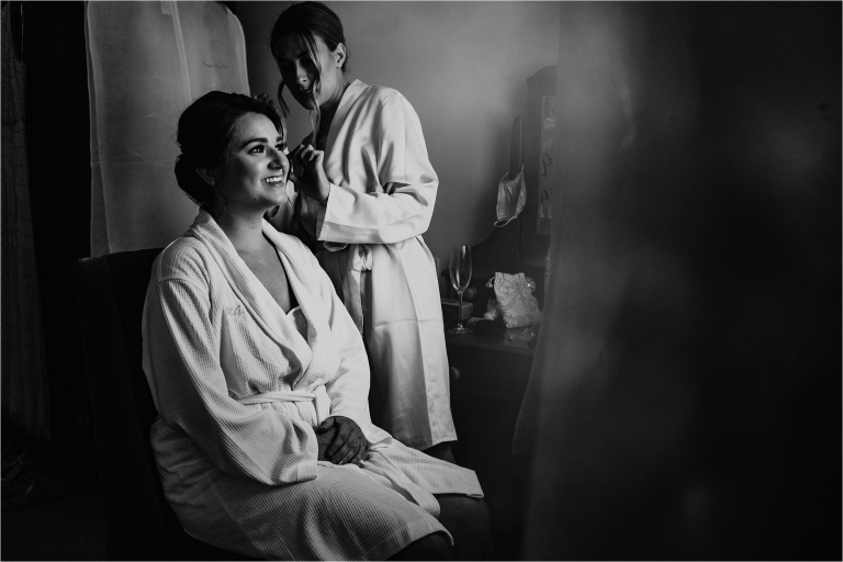 Bride having her hair done