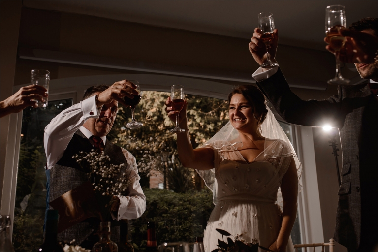 Bride and Groom toasting at the speeches
