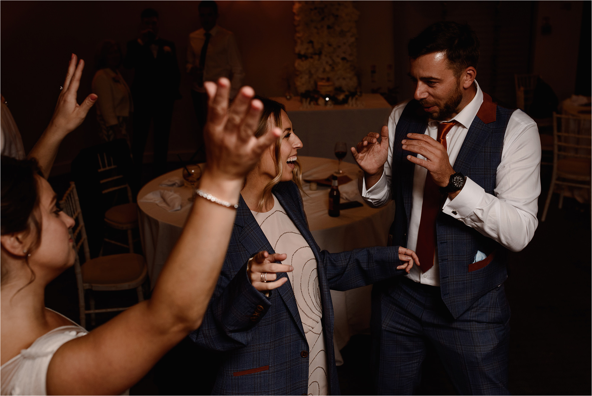 Wedding Guests laughing and dancing